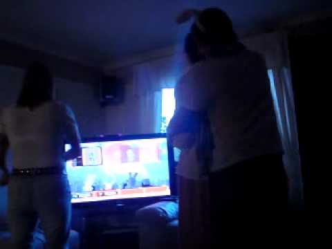 Aidan helping Jean on the Wii