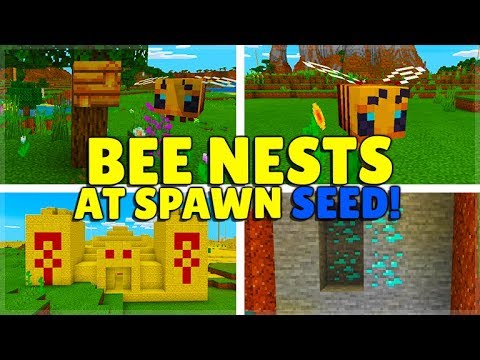 BEE NESTS AT SPAWN MINECRAFT Exposed Diamonds & More! (MCPE, Xbox, Switch, PC, PS4) - YouTube