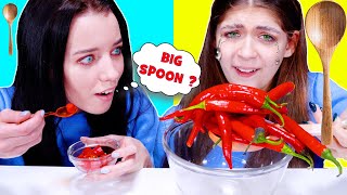 ASMR Big Spoon VS Small Spoon Eating Only Wierd Food Challenge by LiLiBu