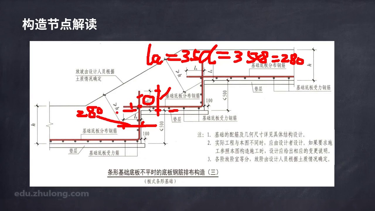 18 墙下条形基础底板不平构造p78 Youtube