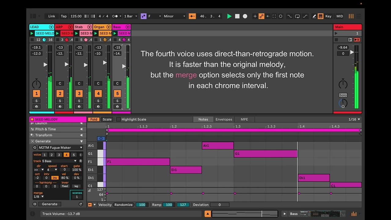 M2TM Fugue Maker for Ableton Live 12 creates contrapuntal music in any genre