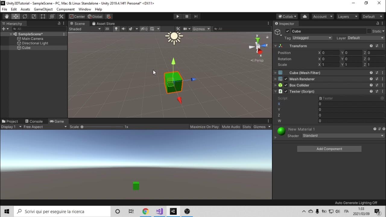 Unity C#, Transform , Move and Rotate Object Tutorial Ita - YouTube