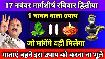 17 नवंबर मार्गशीर्ष रविवार द्वितीया तिथि को 1 चावल दाने वाला उपाय जरूर करे || Pradeep Ji Mishra