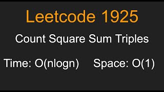 Count Square Sum Triples - Leetcode 1925 - Python