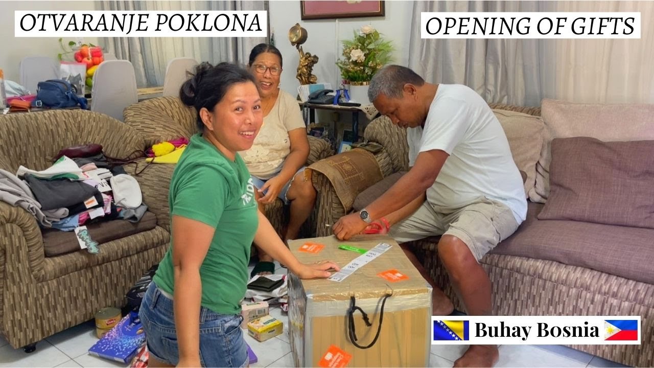 Dijeljenje poklona mojoj porodici | Giving the pasalubong to my family | Balikbayan box