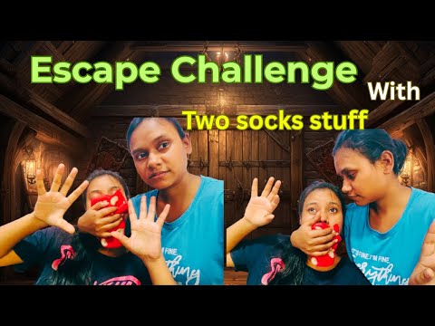 Escape challenge with  two socks stuff😳|| escape Act With my Sister😁||@neelampal1311