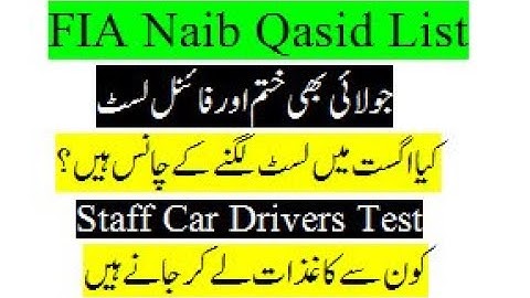 FIA Naib qasid Final Selection Merit list 2021-2022-2023