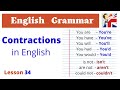 Contractions in English – Common contractions &amp; Pronunciation - English Grammar lesson