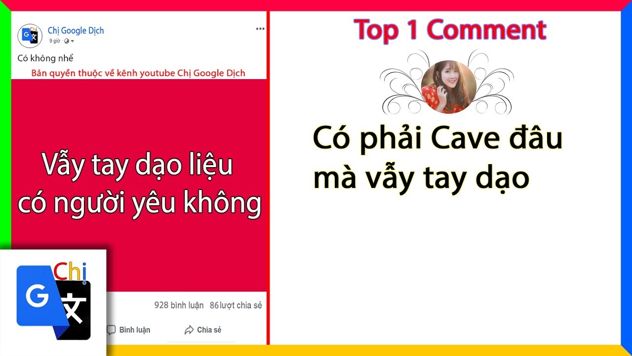 Top Comment P22: Đi vẫy tay dạo trên facebook liệu có người yêu - Chị Google Dịch - YouTube
