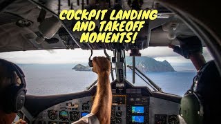 Airplane cockpit view takeoff and landing moments (video compilation)