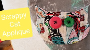 Cute Scrappy Cat Applique - A way to use up fabric scraps
