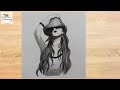 How to draw a girl with hat | Easy drawing | Step by step pencil sketch |