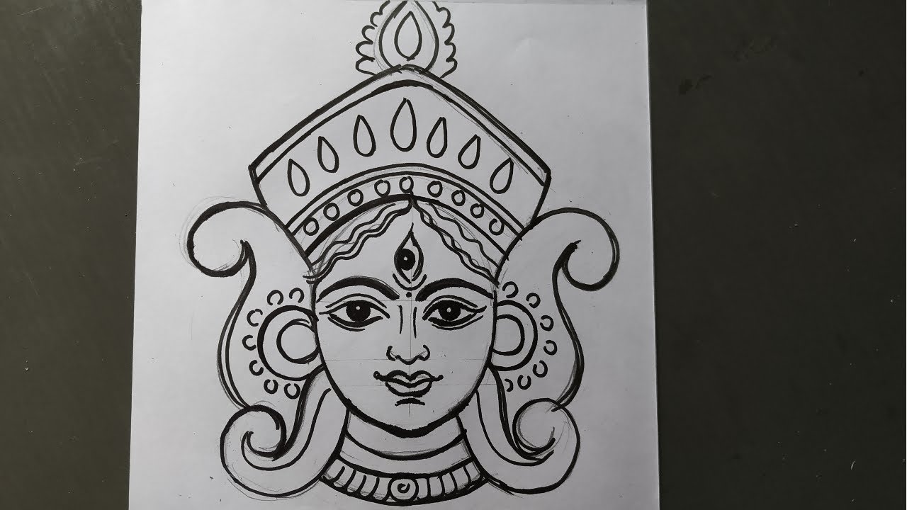 How To Draw Maa Durga Face : Happy Navratri Durga Pooja Maa Durga Face