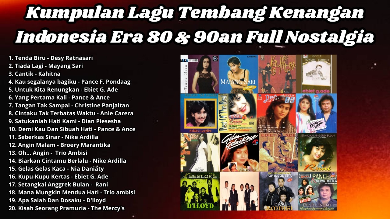Kumpulan Lagu Tembang Kenangan Indonesia Era 80 & 90an Full Nostalgia Tanpa Iklan