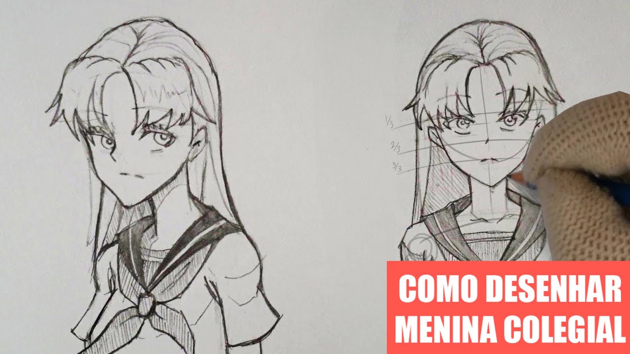 Como Desenhar Rosto de Anime Feminino De Frente Passo a Passo