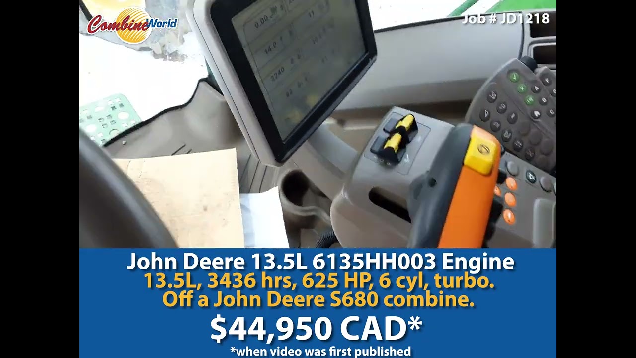 John Deere 6135HH003 13.5L Engine (JD S680 Combine) - J# JD1218