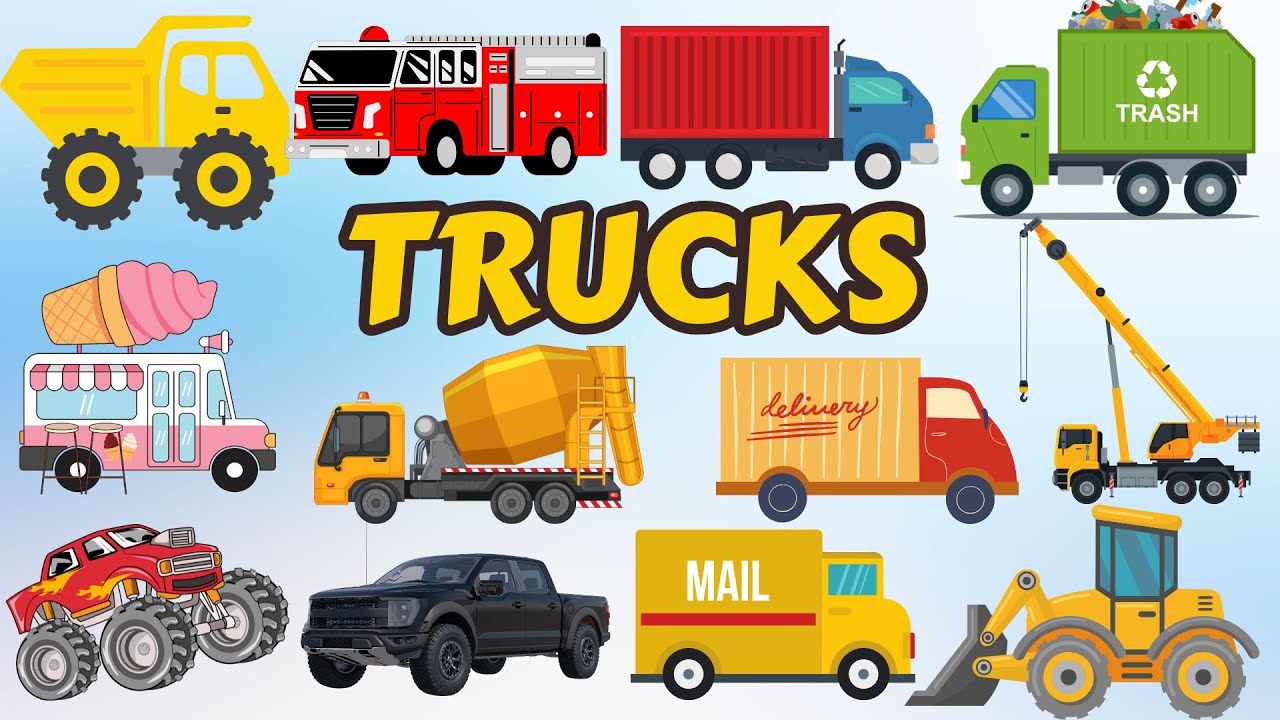 Trucks for Kids|Truck Videos|Trucks for Toddlers and Preschoolers| Learn Truck Names and Sounds
