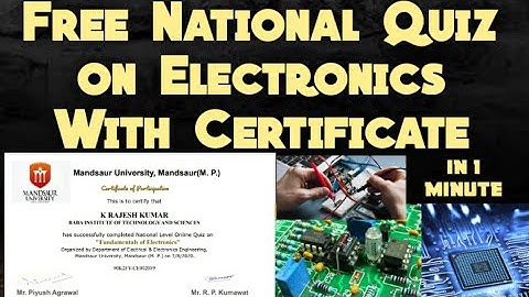 Free National Level Quiz on Basic Electronics certificate in 1 Minute|free online quiz|free courses
