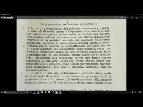 De Architectura .Trattato Vitruviano. Dal I Libro. cap.I; cap.II, cap.III