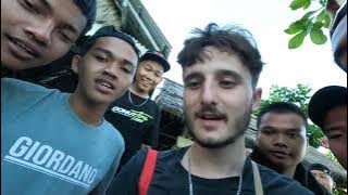 Having shots with the locals at Pandawa Beach