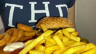 Best of Dstrawberryasmr | ASMR BURGER FRİES, ONİON RİNGS AND HOS PİCKLES🔥(No Talking) EATİNG SOUNDS