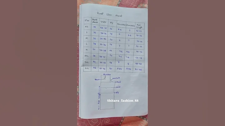 Kurti size chart 😍 #shorts
