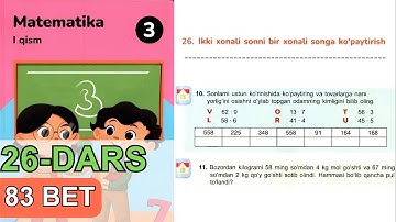 3 SINF. MATEMATIKA. 26-Dars. Uy vazifa - 83 bet