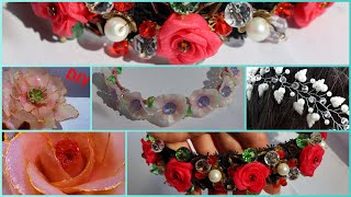 Hair jewelry made of polymer clay. My works, Valentina flowers DIY