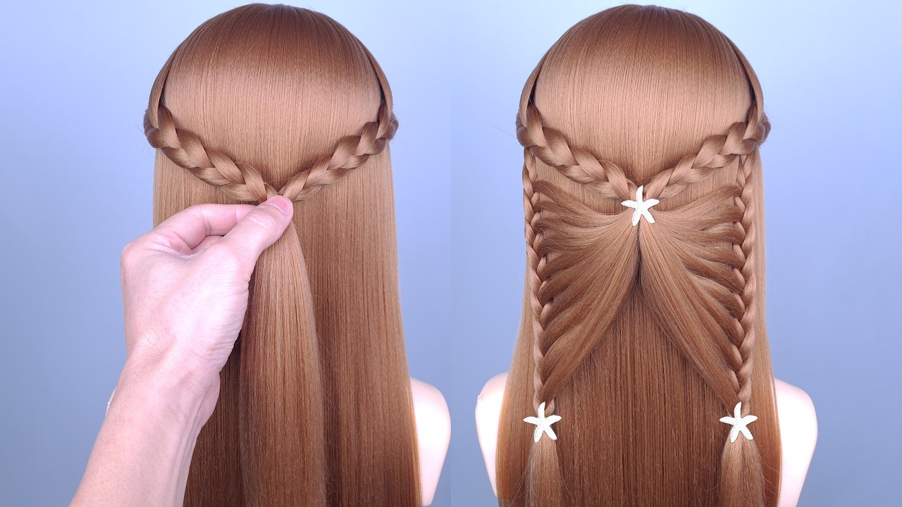 Простая прическа с косами и частично собранными волосами | Красивый свадебный видеоурок для длинн...