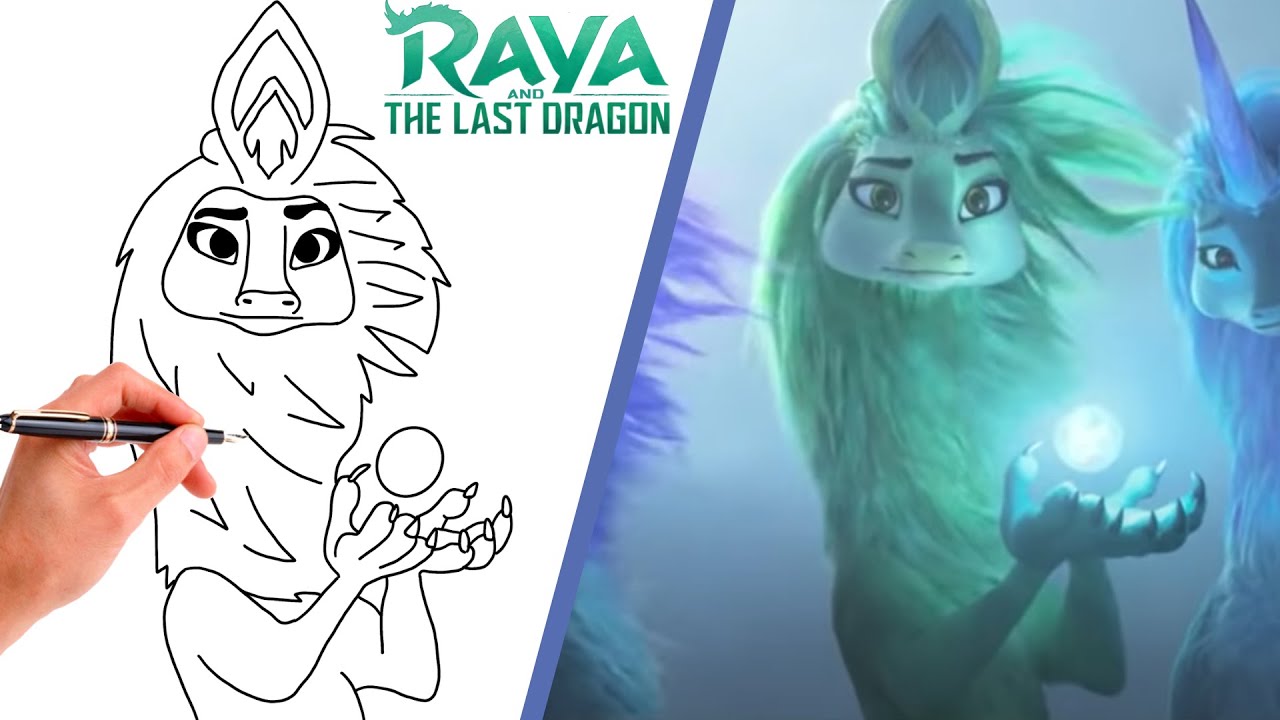 How To Draw PENGU DRAGON FORM RAYA AND THE LAST DRAGON // Step-By-Step