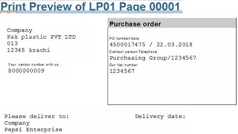purchase order in sap print  preview. in Hindi/ urdu