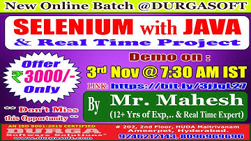 SELENIUM with JAVA Online Training @ DURGASOFT