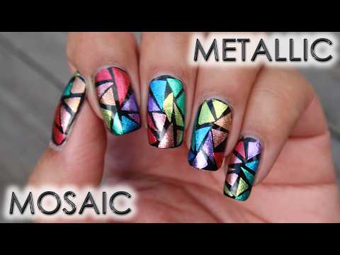 Rainbow Metallic Mosaic DIY Nail Art Tutorial MSLP