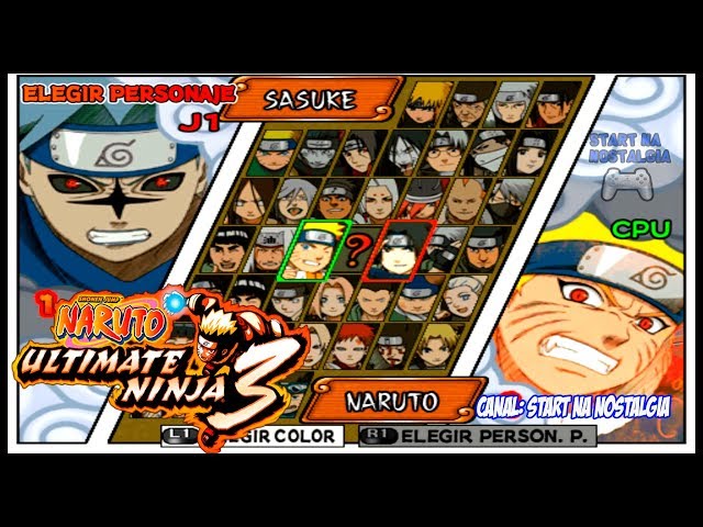 Naruto Shippuden Ultimate Ninja 5 PS2 - LISTA TODOS OS PERSONAGENS / ALL  CHARACTERS + INTRO + BATTLE 