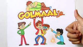 How to draw Golmaal junior all characters | Drawing Gopal, Laxman, Madhav, Lucky screenshot 3