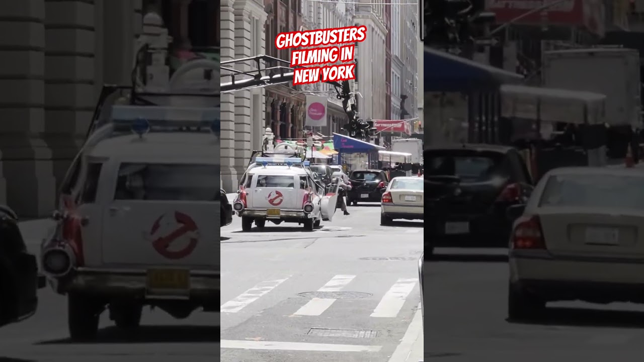 Ghostbusters Frozen Empire filming in NYC #ghostbusters #ecto1 #behindthescenes