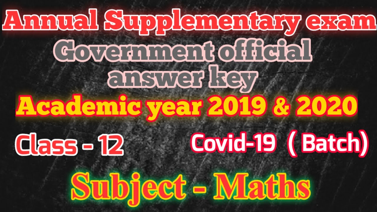 12th Maths || Supplementary Question || Annual Original Question Paper in Sep - 2020.