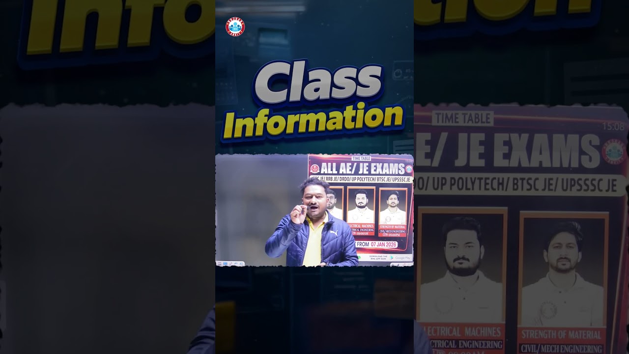 SSC JE/RRB JE/DRDO/UP Polytech/BTSC JE/UPSSSC JE Classes Info By Alok Sir