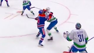 Evander Kane Cross Checks Tyler Myers in the Face | Oilers vs Canucks Game 4 | 2024 NHL Highlights