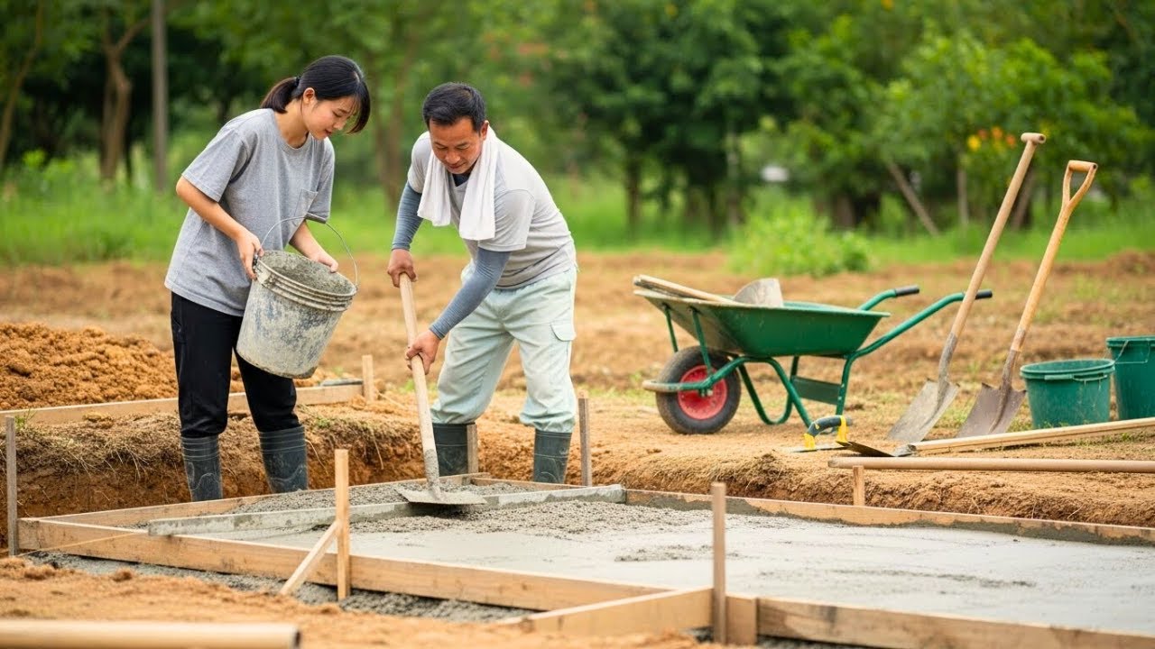 Building a Fish Pond for a Forest Farm: Digging the Ground and Pouring ...