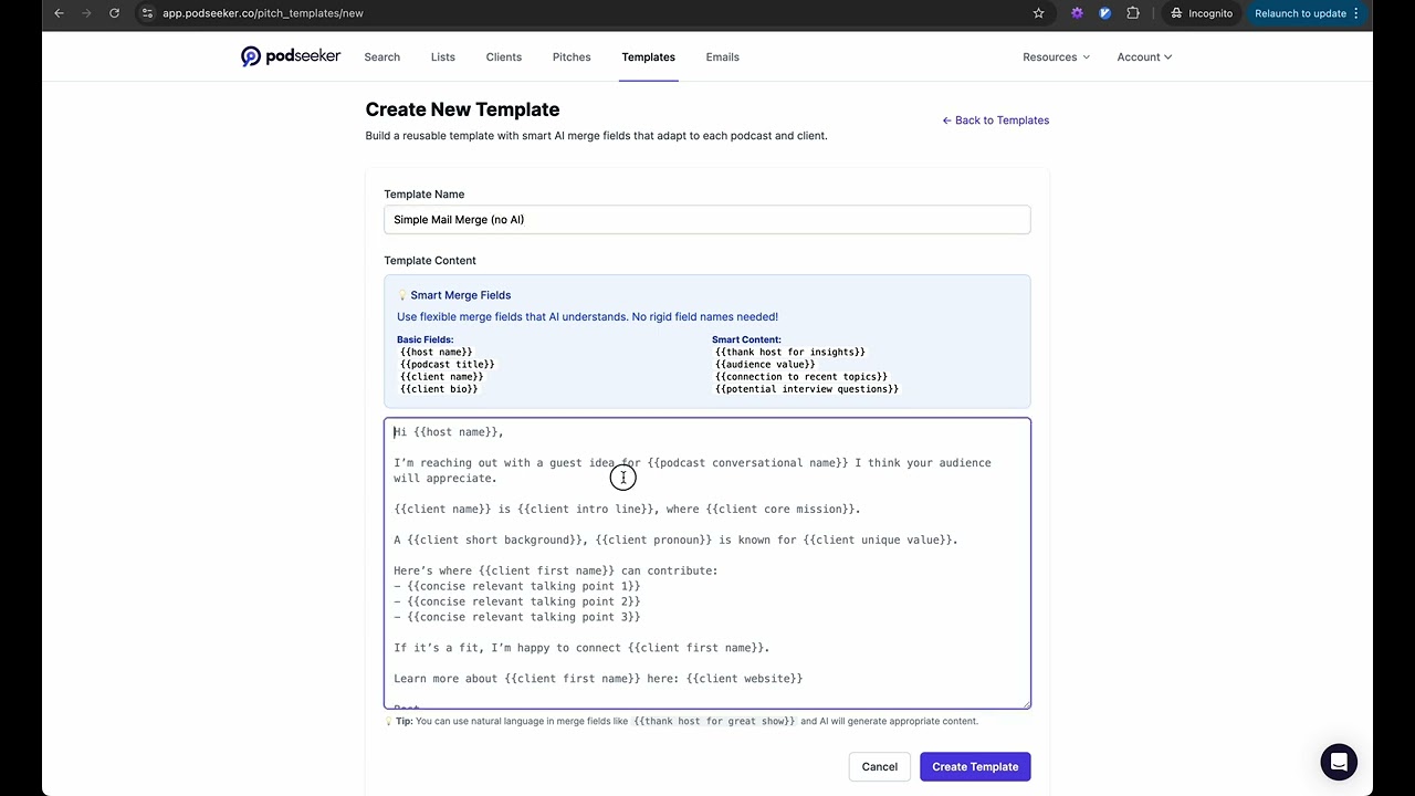 Podseeker Custom Templates (Ex: No AI)