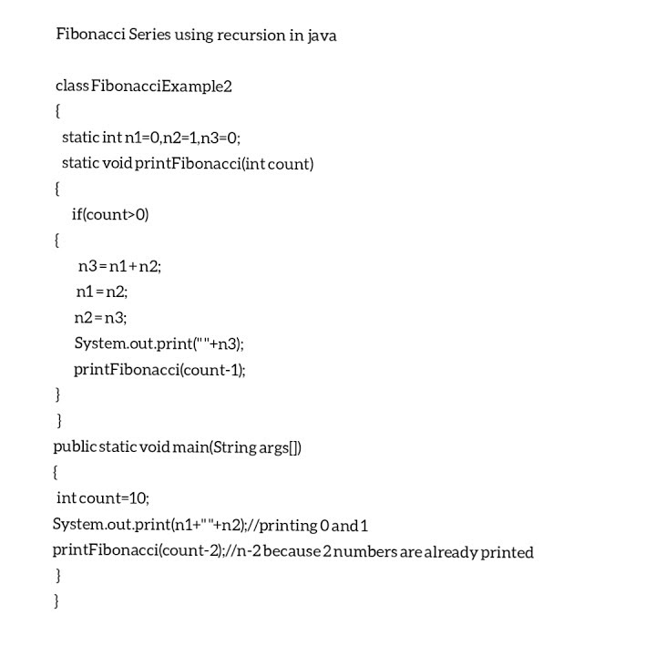 Java program to print Fibonacci series|| Fibonacci series || recursion ...