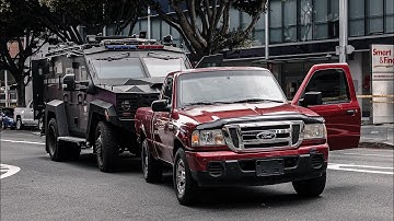 LAPD SWAT Bearcat rams suspect vehicle