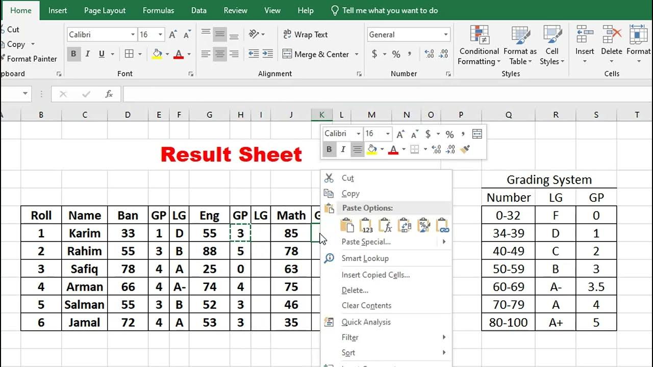 How To Make Exam Result Easy Way Calculate GPA & Letter Grade YouTube