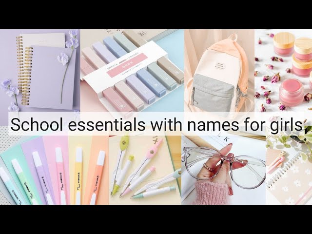 school essentials with names for girls