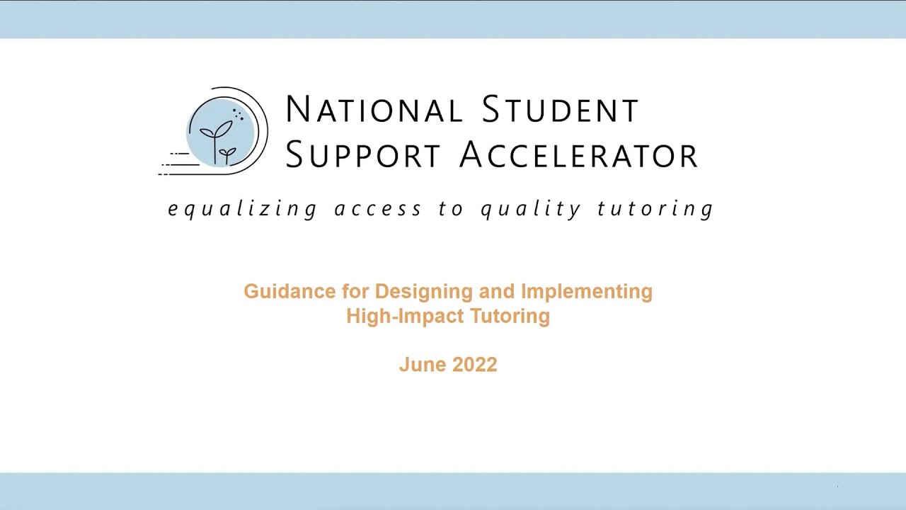 Guidance for Designing and Implementing High-Impact Tutoring - YouTube