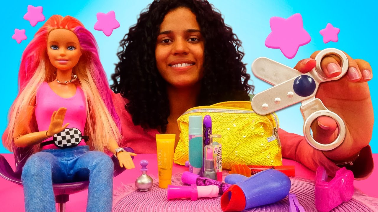 Novo Salãozinho De Beleza Da Barbie Com Cartela De Maquiagem