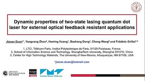 LD10 Dynamic properties of quantum dot laser for external optical feedback resistant applications