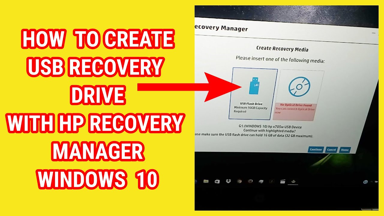 rookie spand Orphan How to create a recovery usb flash drive windows 10 with HP Recovery Manager  - YouTube