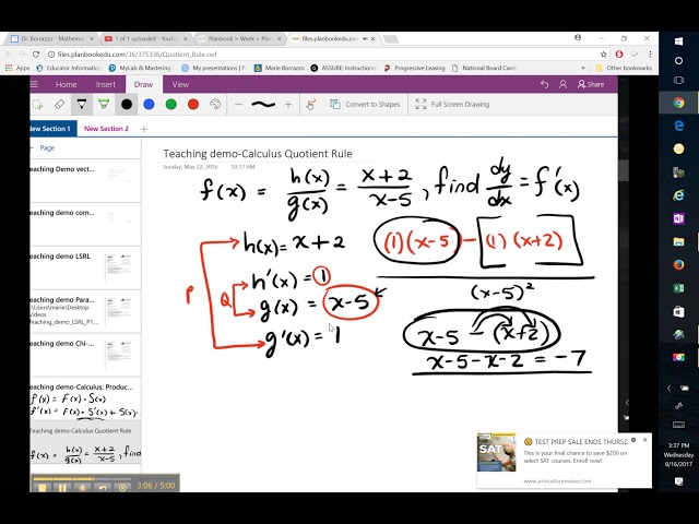 Teaching DEMO Quotient Rule